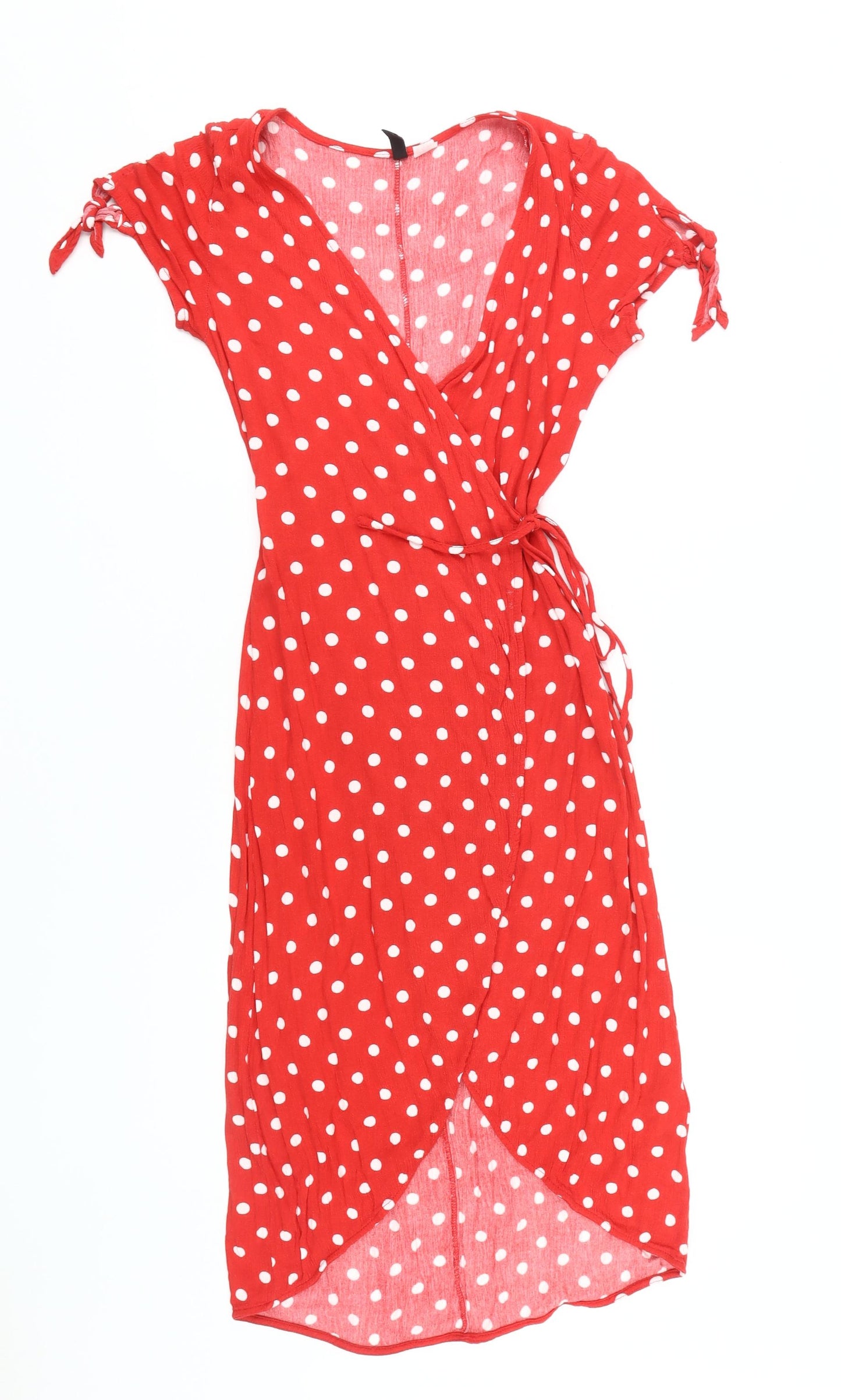 H&M Women's Red Polka Dot Wrap Dress, Size 8