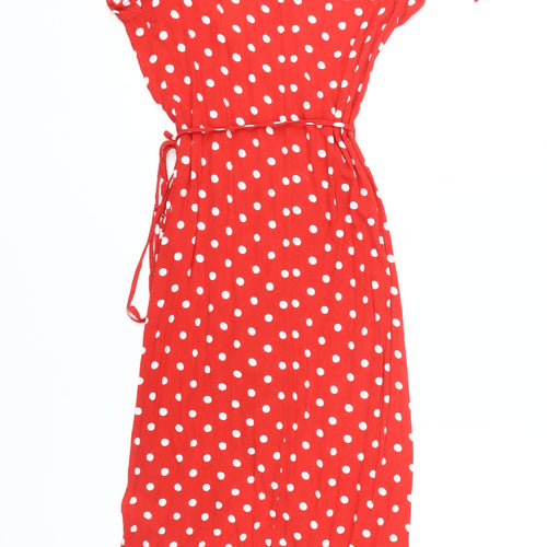 H&M Women's Red Polka Dot Wrap Dress, Size 8