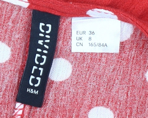 H&M Women's Red Polka Dot Wrap Dress, Size 8