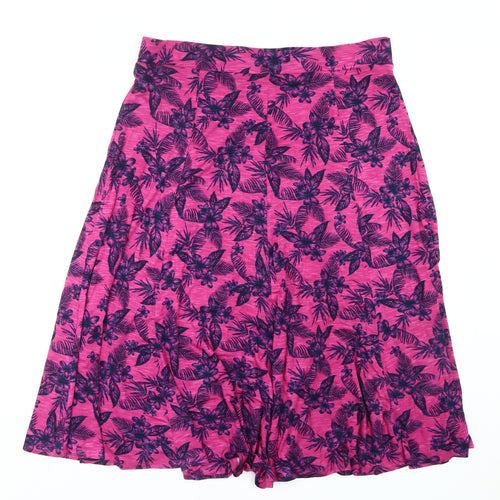 Bonmarché Women's Pink Floral A-Line Midi Skirt Size 18