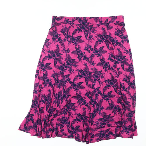 Bonmarché Women's Pink Floral A-Line Midi Skirt Size 18