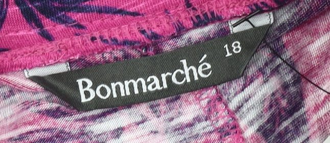 Bonmarché Women's Pink Floral A-Line Midi Skirt Size 18