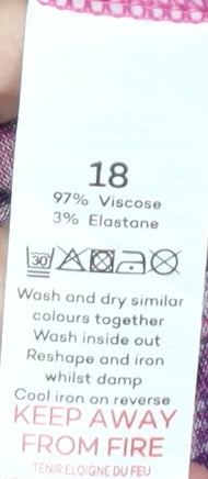 Bonmarché Women's Pink Floral A-Line Midi Skirt Size 18