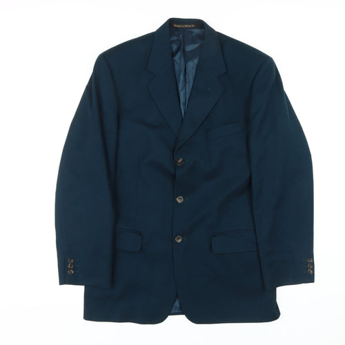 Marks and Spencer Men's Blue Blazer, Size 38R, Wool Cashmere