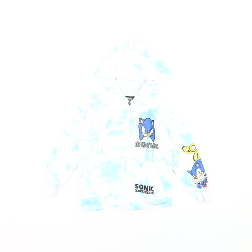 Sega Boys White Blue Full Zip Sonic Hoodie 4-5 Years