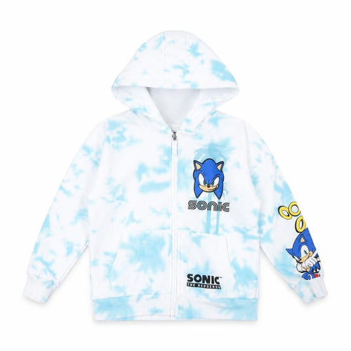 Sega Boys White Blue Full Zip Sonic Hoodie 4-5 Years