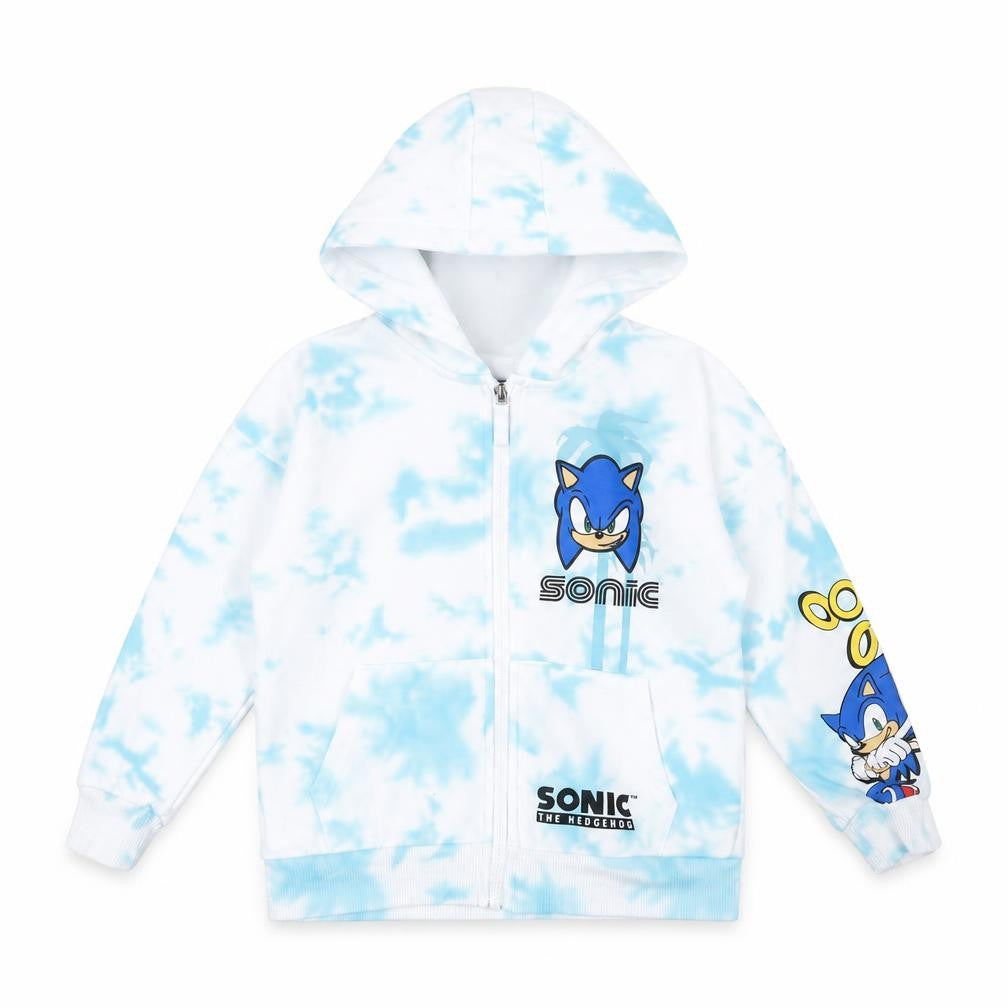 Sega Boys White Blue Full Zip Sonic Hoodie 4-5 Years