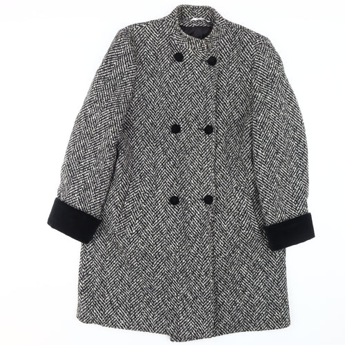 Nuage Women's Black & White Herringbone Pea Coat Size 12