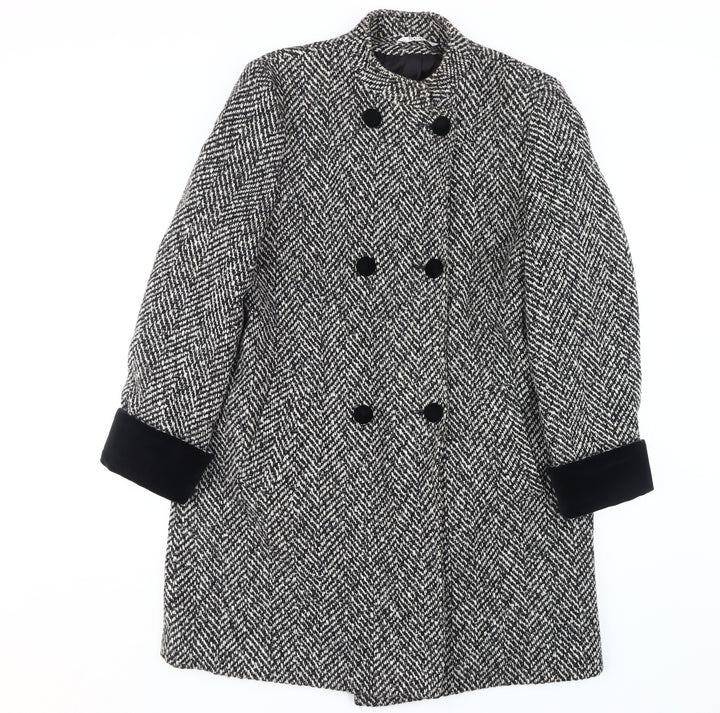 Nuage Women's Black & White Herringbone Pea Coat Size 12