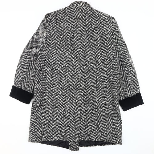 Nuage Women's Black & White Herringbone Pea Coat Size 12