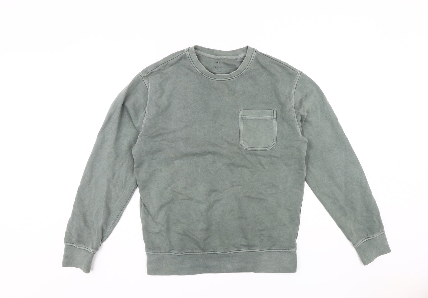 Marks and Spencer Men's Green Pullover Sweatshirt S