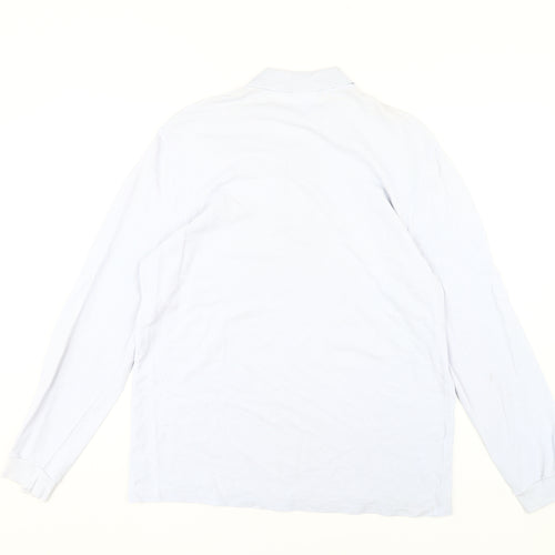 Lacoste Men's White Cotton Long Sleeve Polo M