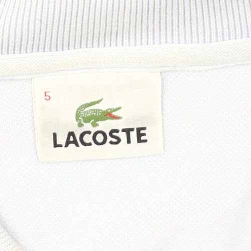 Lacoste Men's White Cotton Long Sleeve Polo M