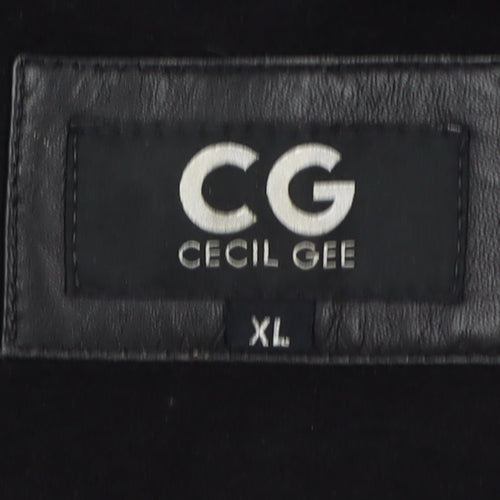 Cecil Gee Men's Black Leather XL Hooded Jacket