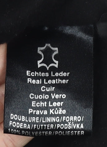 Cecil Gee Men's Black Leather XL Hooded Jacket