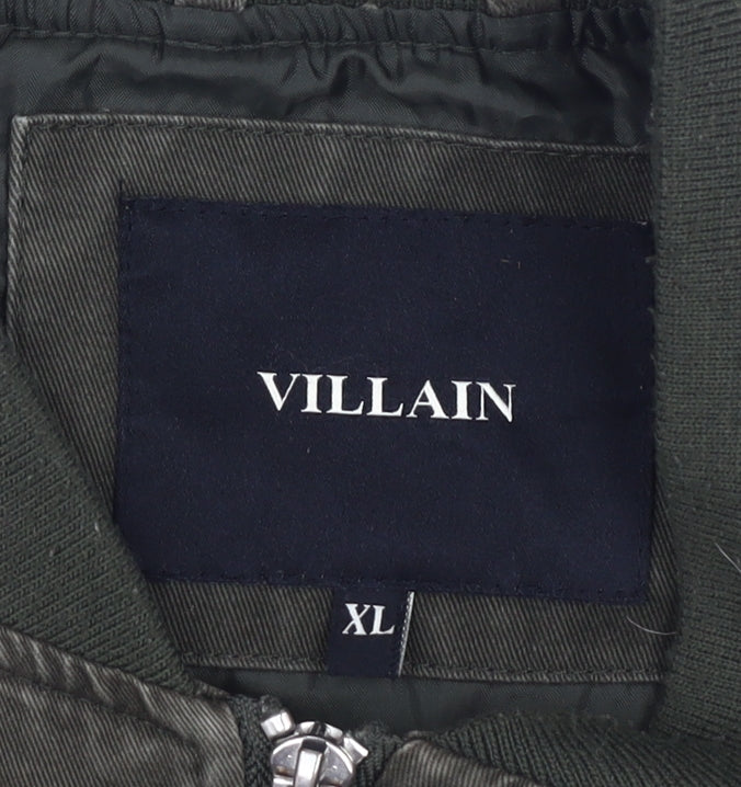 Villain Men's Green Bomber Jacket Size XL