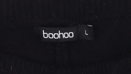 Boohoo Women Black Wide-Leg Trousers Size L