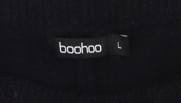 Boohoo Women Black Wide-Leg Trousers Size L