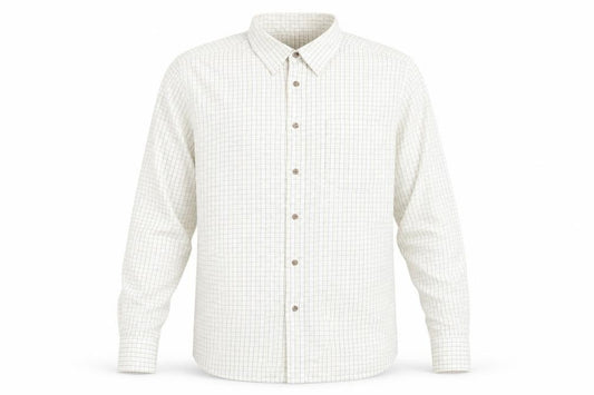 Front view of Marks & Spencer Men's Beige Check Shirt 42