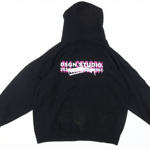 boohoo Unisex Black L Pullover Graphic Hoodie