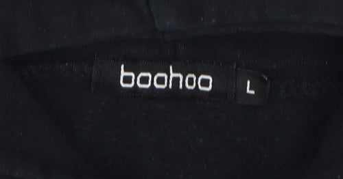 boohoo Unisex Black L Pullover Graphic Hoodie