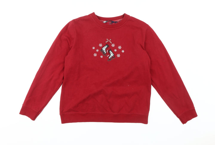 Isle Women's Red Embroidered Pullover Sweatshirt M