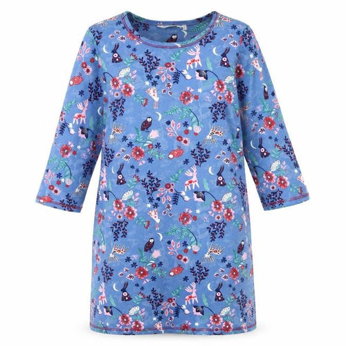 ISLE Women's Blue Floral 3/4 Sleeve Nightshirt Size 10-12