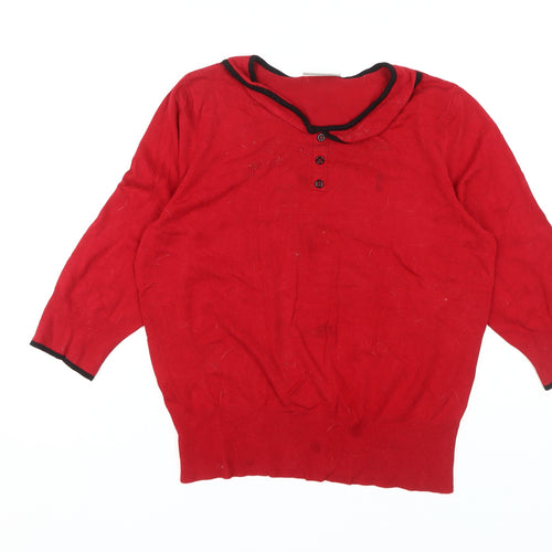 Wallis Women's Red Henley Jumper Size 16