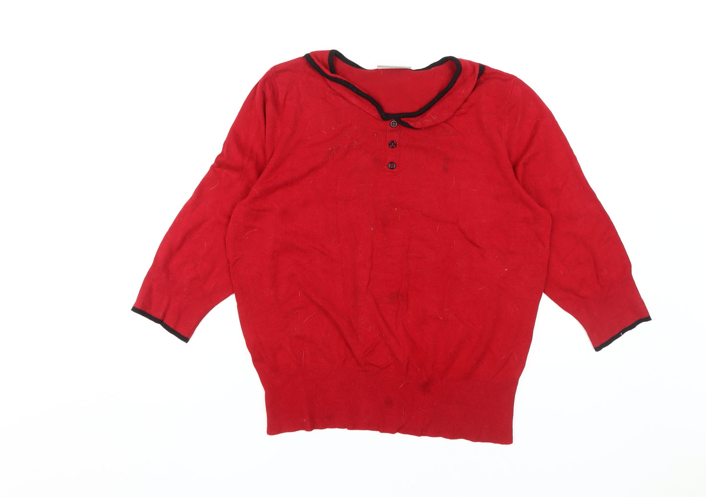Wallis Women's Red Henley Jumper Size 16