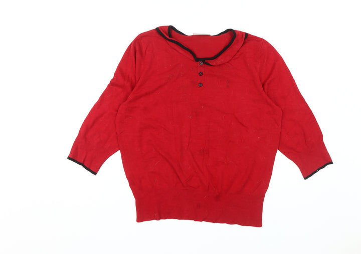 Wallis Women's Red Henley Jumper Size 16