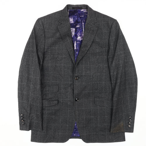 Ted Baker Men's Grey Check Blazer 38R Regular Fit