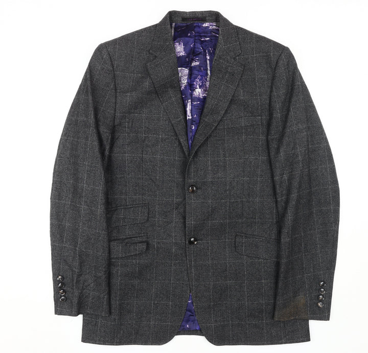 Ted Baker Men's Grey Check Blazer 38R Regular Fit