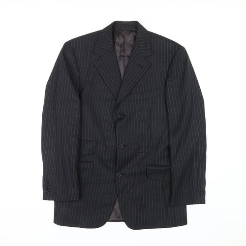 T.M. Lewin Men's Black Striped Blazer, Size 38S