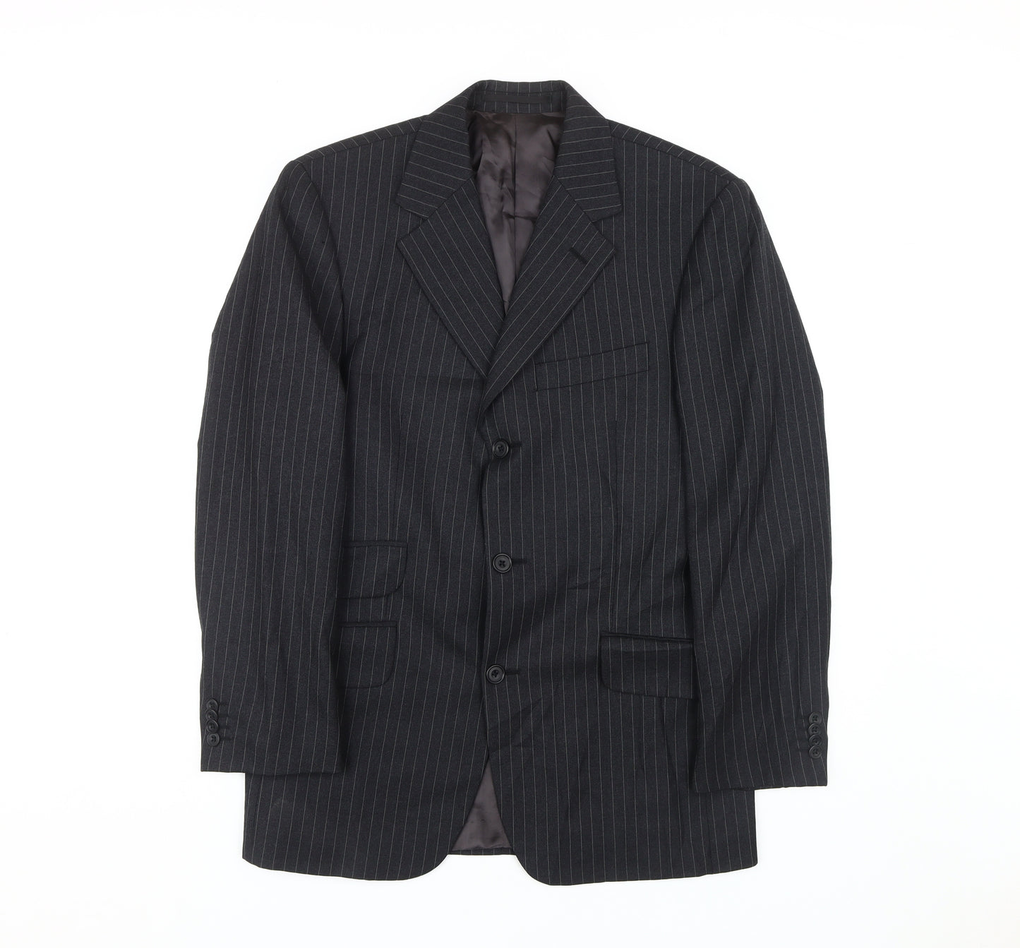 T.M. Lewin Men's Black Striped Blazer, Size 38S