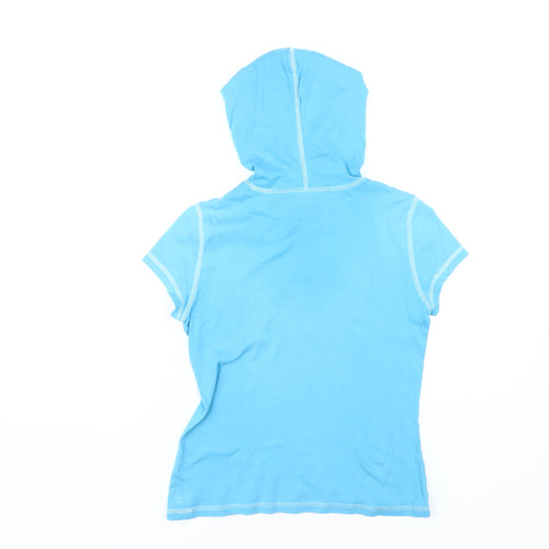 DKNY Women's Blue Hooded T-Shirt, Size M, Casual Cotton