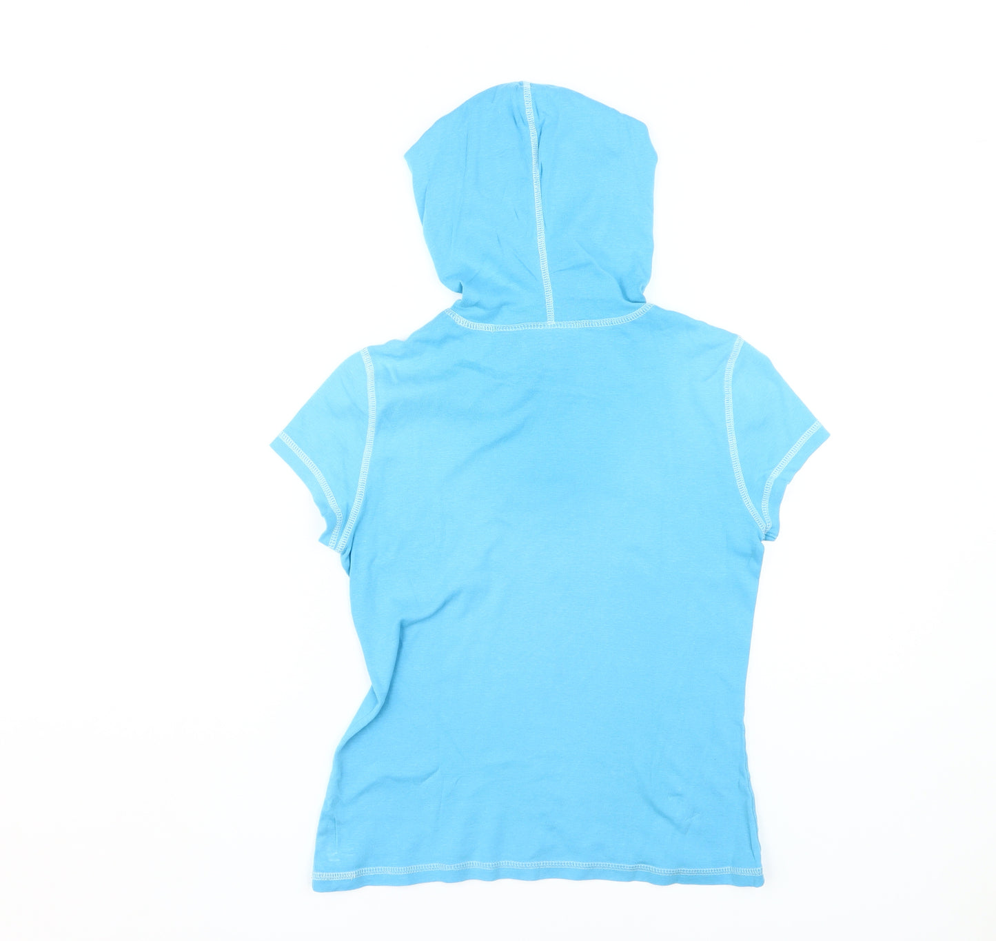 DKNY Women's Blue Hooded T-Shirt, Size M, Casual Cotton