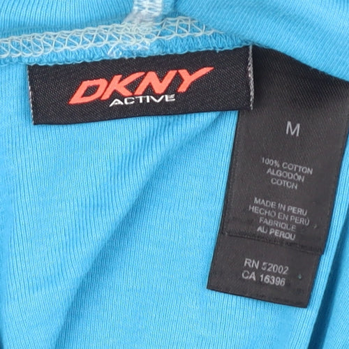 DKNY Women's Blue Hooded T-Shirt, Size M, Casual Cotton