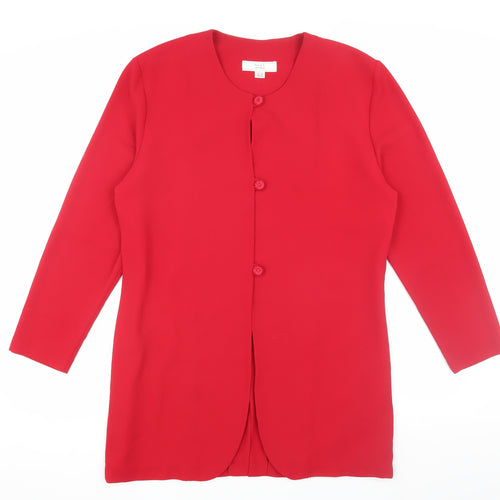 Next Women's Red Long Coat, UK 14, Button Accent