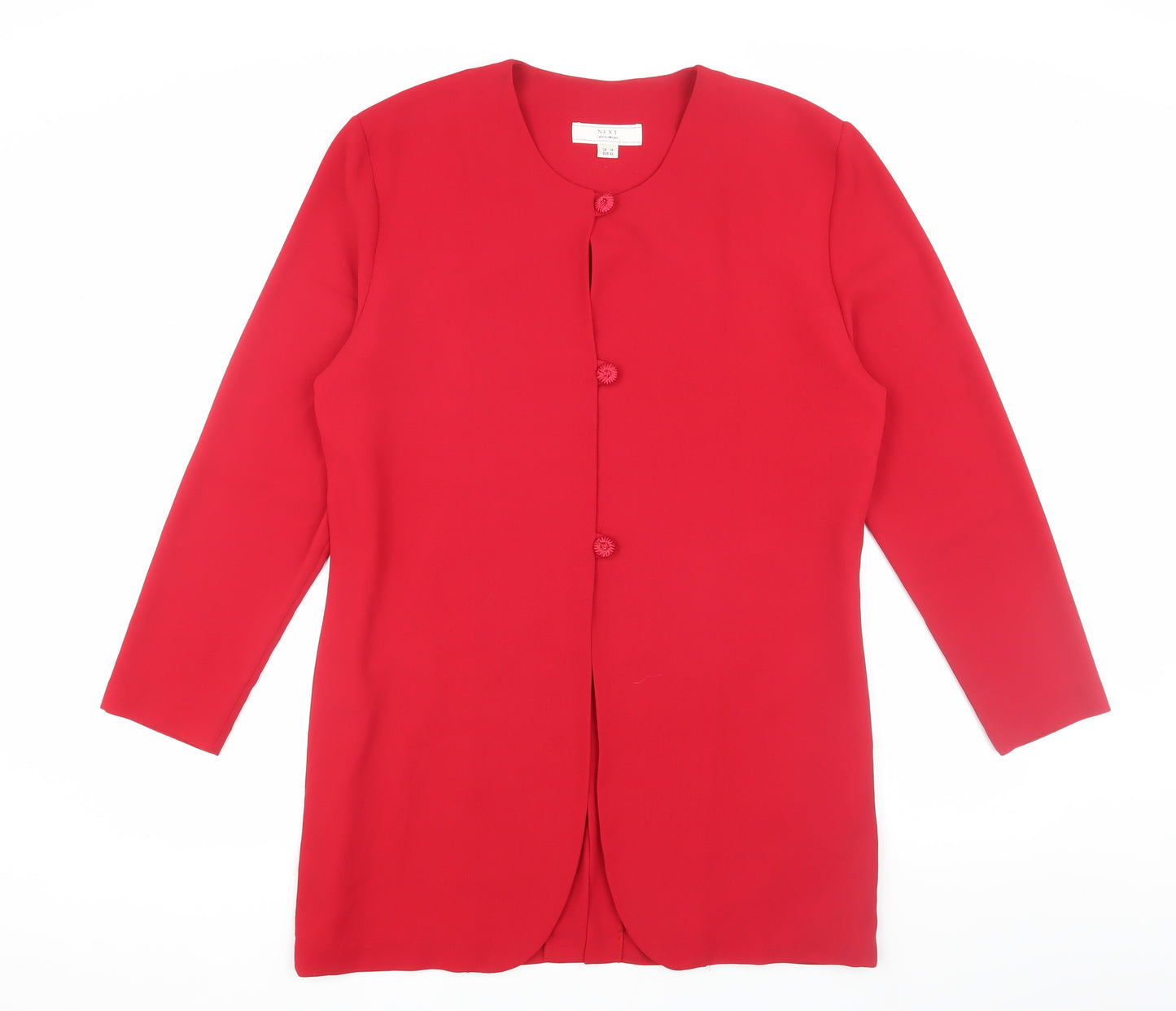 Next Women's Red Long Coat, UK 14, Button Accent