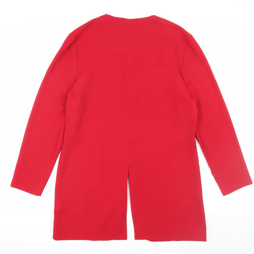 Next Women's Red Long Coat, UK 14, Button Accent