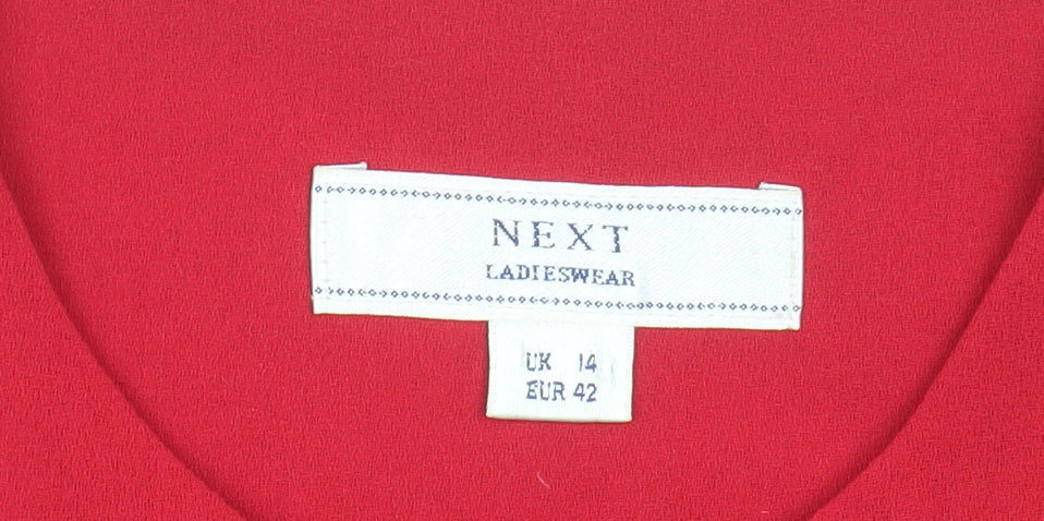 Next Women's Red Long Coat, UK 14, Button Accent