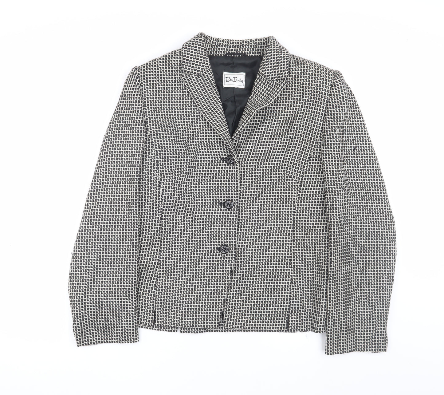 Betty Barclay Women's Black White Check Blazer Size 14