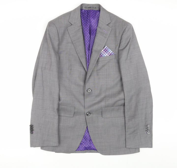 Moss Men's Grey Tailored Wool Suit 36R