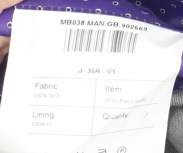 Moss Men's Grey Tailored Wool Suit 36R