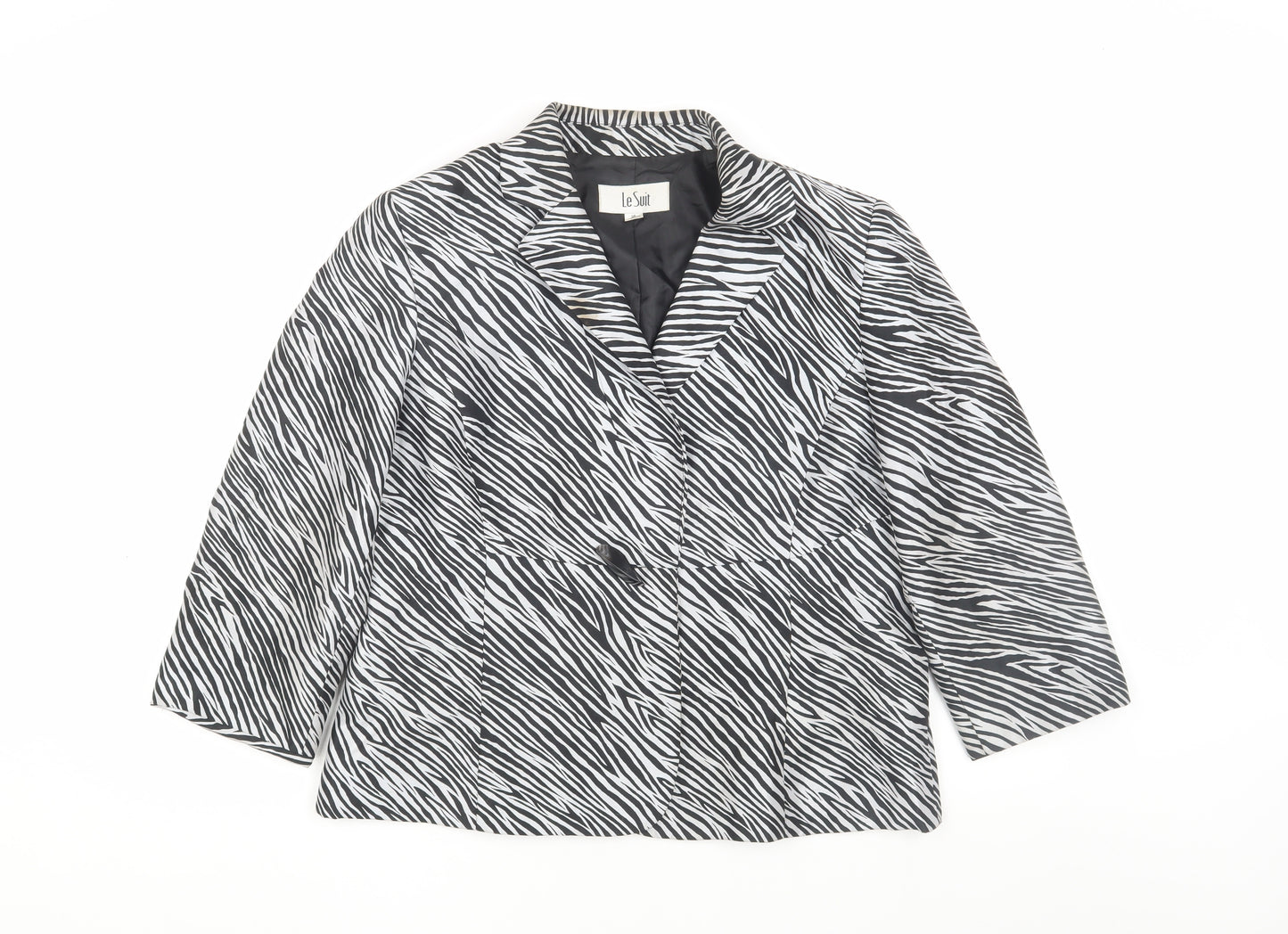 Le Suit Women's Black Animal Print Blazer - Size 14