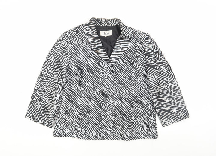 Le Suit Women's Black Animal Print Blazer - Size 14