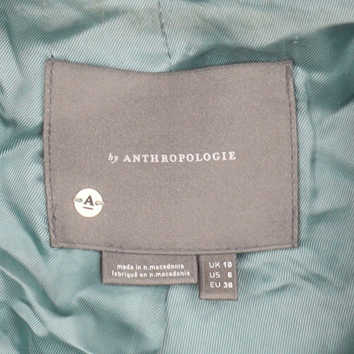 Anthropologie Women's Green Wool Blend Mid-Coat Size 10