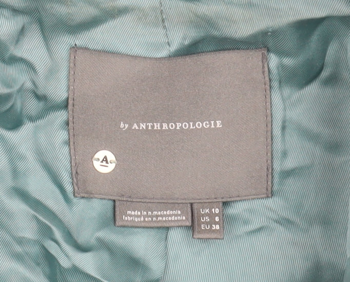 Anthropologie Women's Green Wool Blend Mid-Coat Size 10