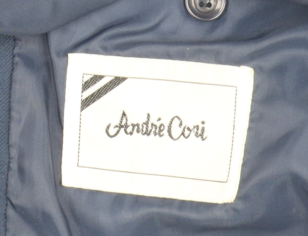 André Cori Men's Blue Blazer, 44 Regular Fit, Notch Lapel