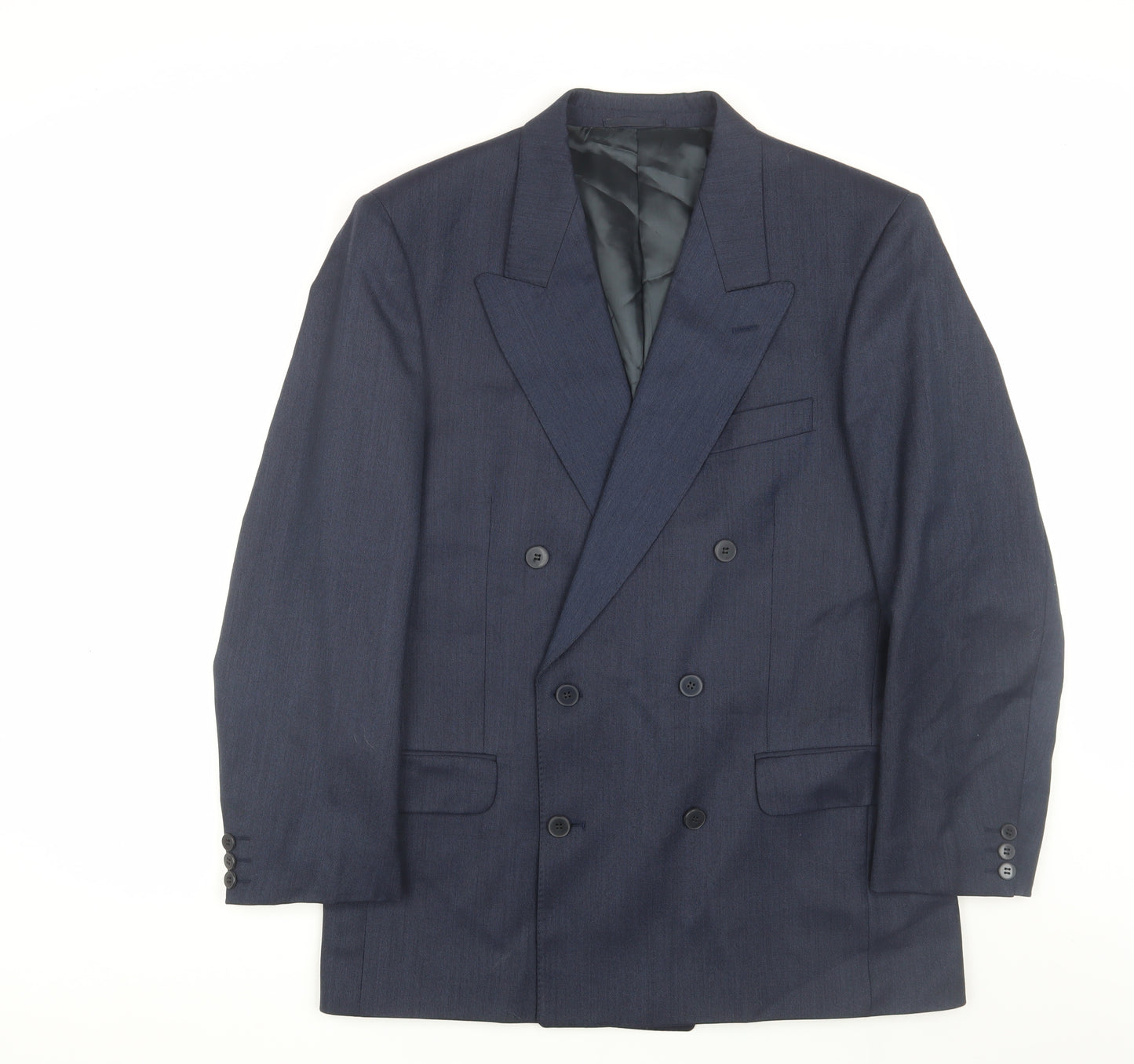 Jaeger Men's Blue Wool Double-Breasted Blazer 50R